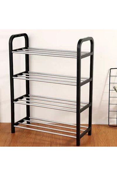 PUFO Suport pentru pantofi cu 4 rafturi, pliabil, 59 cm, negru