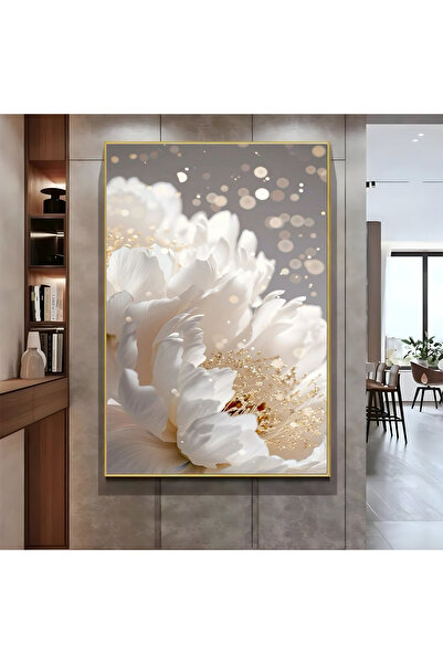 Harikabirev HARİKABİREV|SEVİLEN BEYAZ ÇİÇEK MODELİ ( CKD-135) |ÇERÇEVELİ KANVAS TABLO CKDİKEY