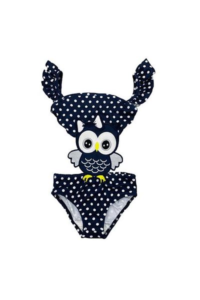 Mnk Baby&Kids Girl's Embroidery Detail Diver Fabric Swimsuit M00740 Dark Blue