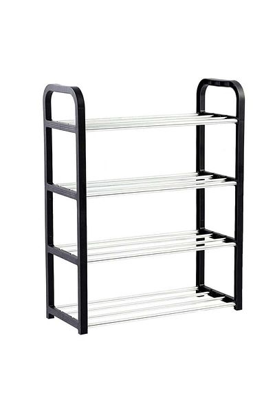 PUFO Suport pentru pantofi cu 4 rafturi, pliabil, 59 cm, negru
