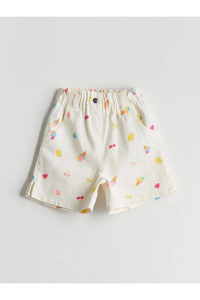 LC Waikiki Pantaloni scurți pentru fete din Gabardină cu talie elastică LCW Kids (S5)