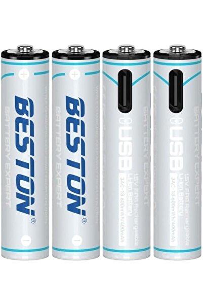 Beston بطاريات AAA قابلة لإعادة الشحن 600 مللي أمبير في الساعة - شحن من USB إ...