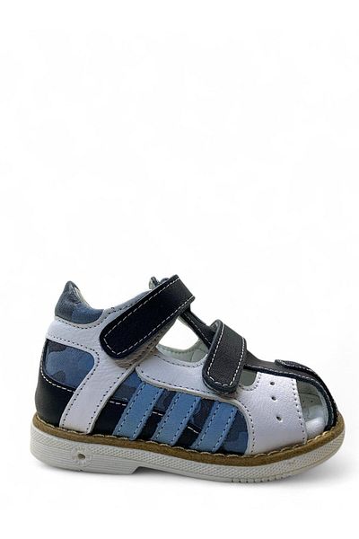 Tuğba Ortopedi 636 Full Orthopedic 100% Genuine Leather Baby Boy Navy Blue/Blue Corset Sandals