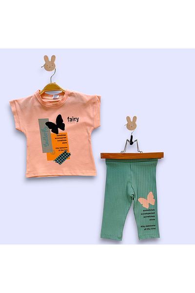 Beray Bebe Butterfly Single Jersey Cotton Capri Girl's Set with Report