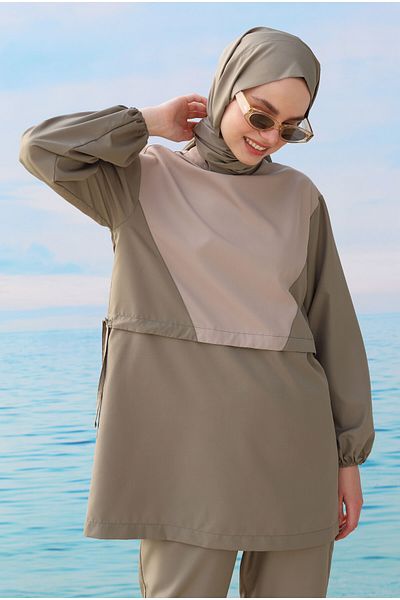 HEQA بدلة سباحة غارنيلي كاكي فاتح