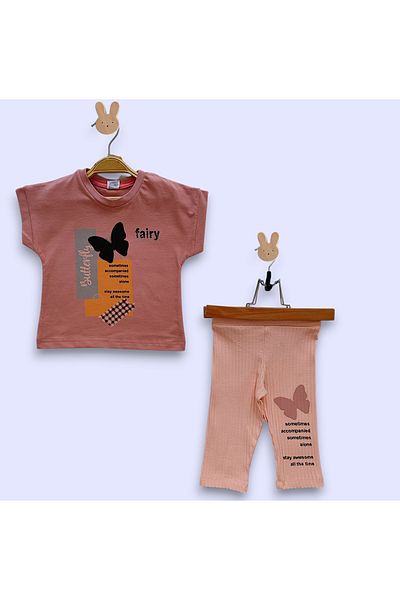 Beray Bebe Butterfly Single Jersey Cotton Capri Girl's Set with Report