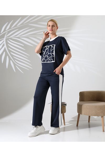 VirtuStore Flower Pattern Bottom-Top Dark Blue