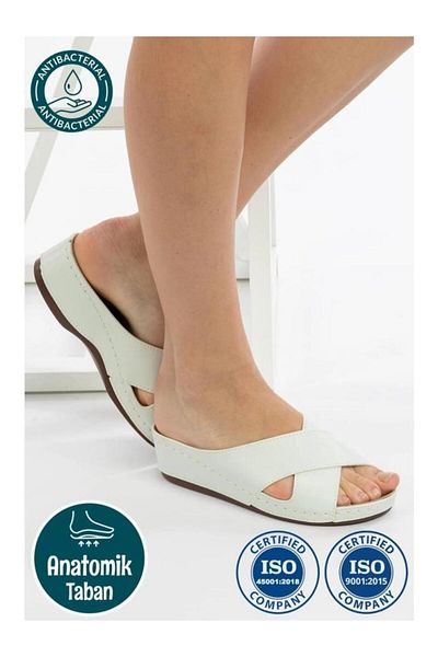 Roy Jones 1802 White Comfort Casual Anatomic Comfortable Slippers