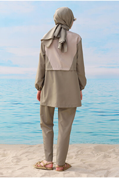 HEQA Costum de baie Hijab Garnili Kaki deschis