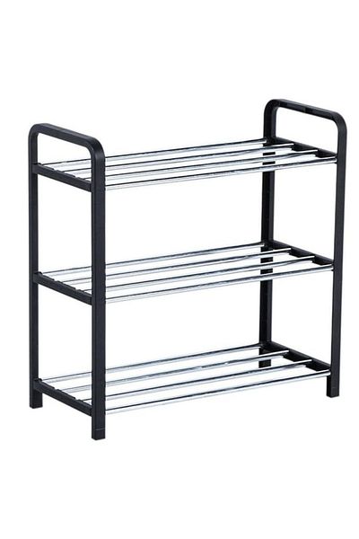 PUFO Suport pentru pantofi cu 3 rafturi, pliabil, 45 cm, negru