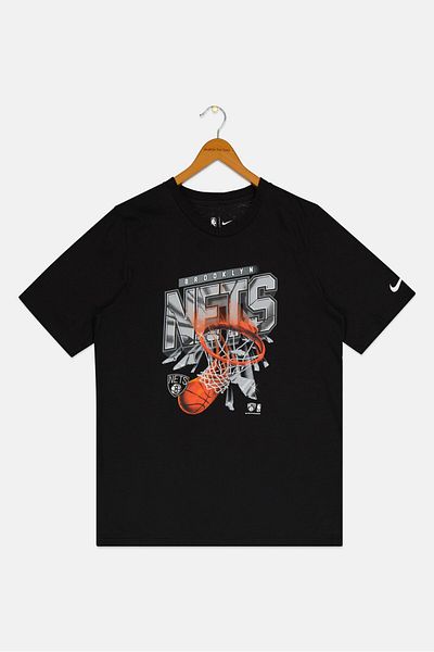 Nike X Nba Kids Boy Brooklyn Nets Short Sleeve Basketball T-shirt, Black