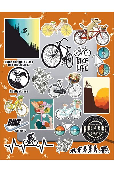 hediyenebak Bicycle Themed Sticker Set |   Laptop Agenda Notebook Tablet Phone Notebook Sticker Bullet Journal