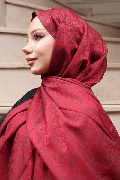 benguen Σάλι Ζακάρ με σχέδιο Claret Red H102