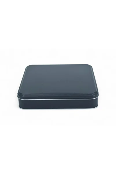 KONTENSAN 215X215X47 mm Metal Covered Unprinted Metal Box, Matte Black, 36 Units