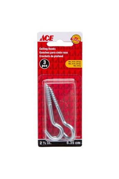 ACE Ceiling Hooks (6.35 cm, 3 pcs)