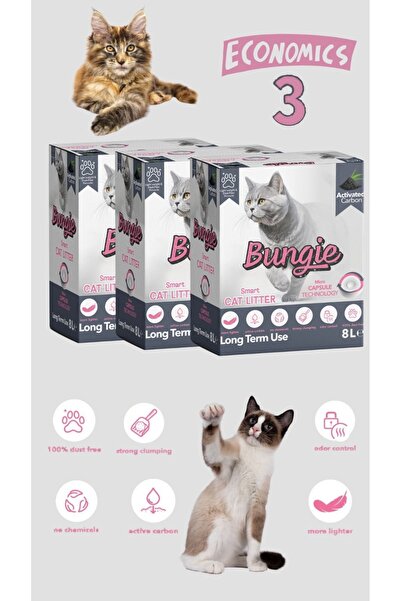 Bungielitter BUNGİE AKILLI KEDİ KUMU AKTİF KARBONLU HIZLI TOPAKLANAN TOZSUZ U...