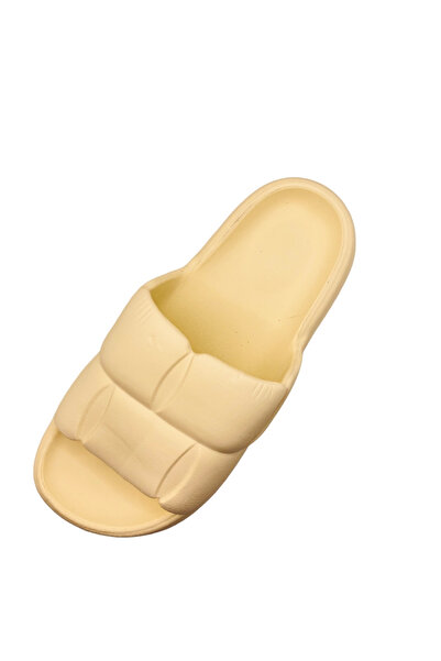 CRACOS Lightweight slippers for the beach or pool, fluffy pattern, beige, size 38-39, 25 centimeters