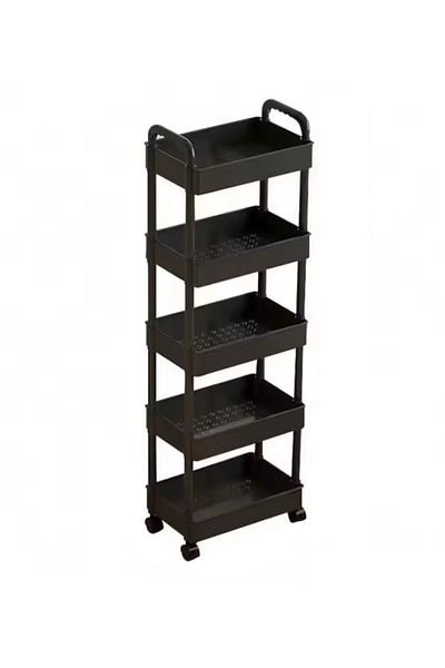 ABYZ Mobile Shelf with 5 Shelves, Black Color Dimensions 129X32X21cm Practical and Versatile Organization