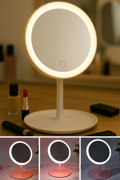 Arfseb 3 Renkli LED Modlu, Katlanabilir Masaüstü Makyaj Aynası