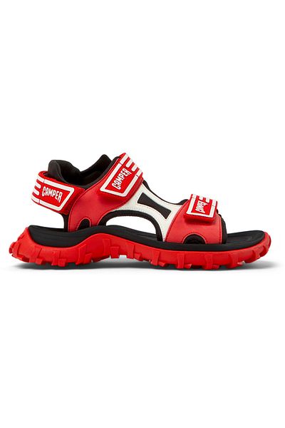 CAMPER Women's Red Adjustable Hook And Loop Summer Sandals with Soft Flat Soles DriftTrail