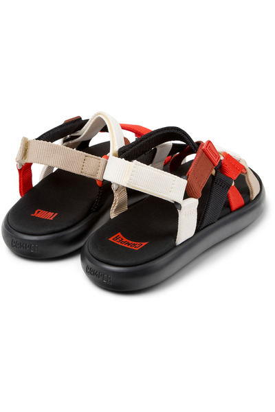 CAMPER Women's Red Color Block Sandals With Hook And Loop Straps For Everyday Comfort Twins