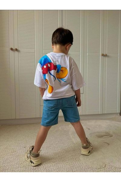 Ral Sport Mickey Boy's Denim Shorts Suit White