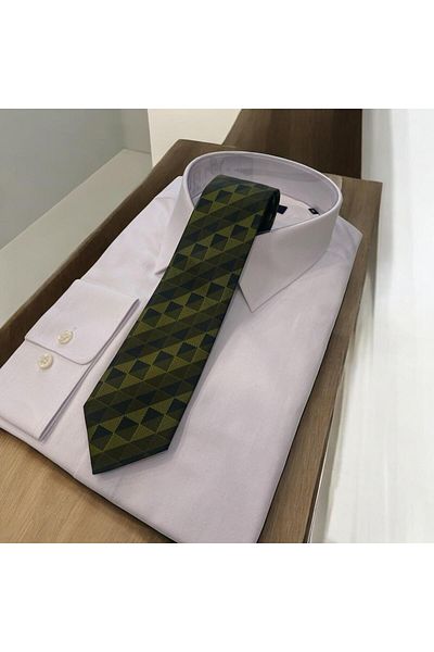 Sarar Plaid Pattern Khaki Tie