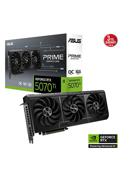 ASUS PRIME-RTX5070TI-O16G, 16Gb, 256Bit, GDDR7, 1xHDMI, 3xDP GAMING Ekran Kartı