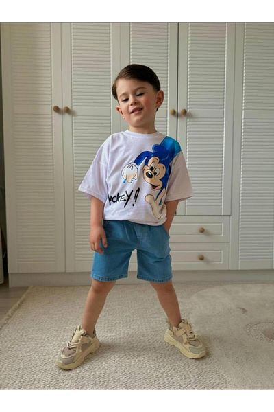 Ral Sport Mickey Boy's Denim Shorts Suit White