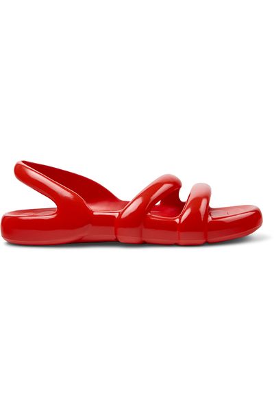 CAMPER Men's Red Summer Sandals with Hook And Loop Straps for All-Day Comfort Kobarah Flat