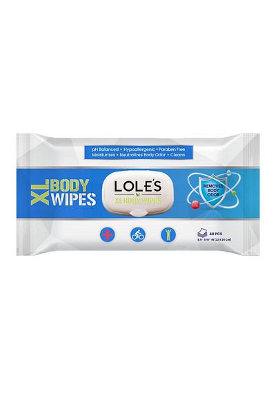 Lole's XL Body Cleaning Wet Wipes, Pack of 1 x 48 Wipes