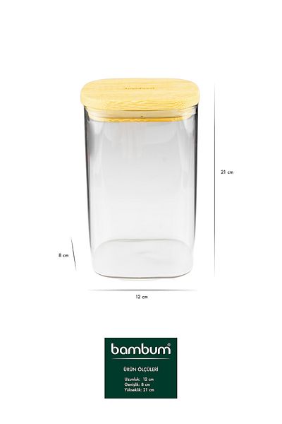 Bambum Multy Bamboo Lid Glass Storage Container 1500ml