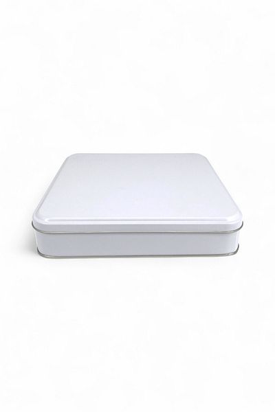 KONTENSAN 215X215X47 mm Metal Covered Unprinted Metal Box, Matte White, 36 Units