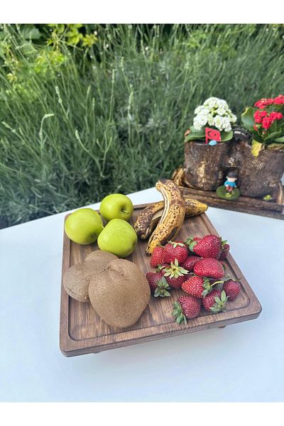 SAMMWOOD Natural Wooden Presentation Stand, Wooden Cake Stand, Wooden Fruit Plate, Natural Wooden Presentation with Legs