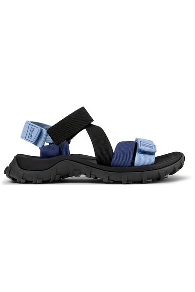 CAMPER Men's Blue Summer Sandal, Adjustable Hook And Loop Strap, Open Toe, Comfortable Sole Drift Trail