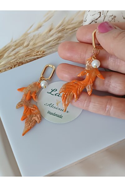 La fee aksesuar Özel Tasarım Turuncu Koi Balığı El Yapımı Polimer Kil Kadın Küpe