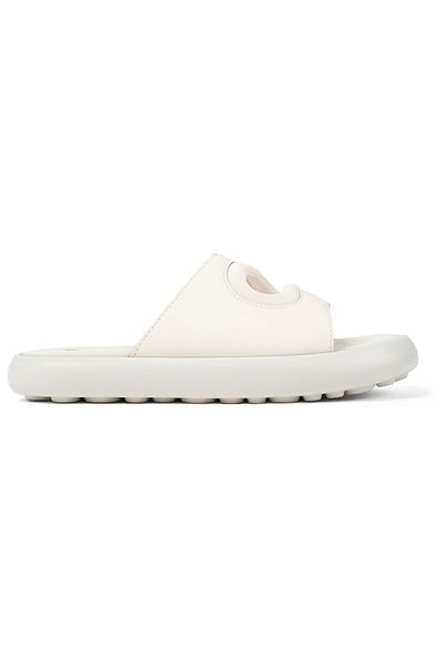 CAMPER Women's White Open-Toe Genuine Leather Hook & Loop Sandals Lightweight Daily Twins