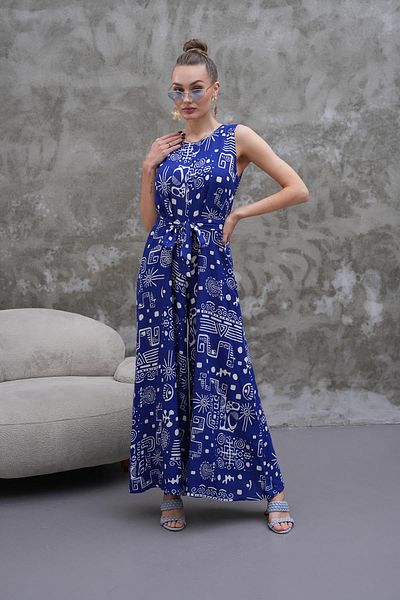 ŞİMAL جمبسوت نسائي منقوش بدون أكمام وحزام 250587 -