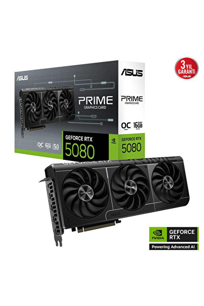 ASUS PRIME-RTX5080-O16G, 16Gb, 256Bit, GDDR7, 1xHDMI, 3xDP GAMING Ekran Kartı