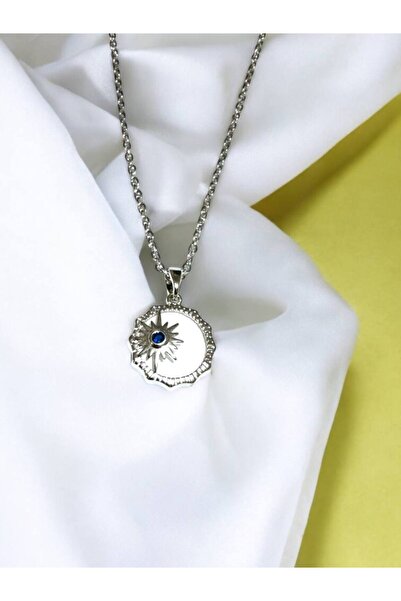 Herşey Nota قلادة مينيلي زركون ستار ستار - قلادة نسائية من الفولاذ المقاوم لل...