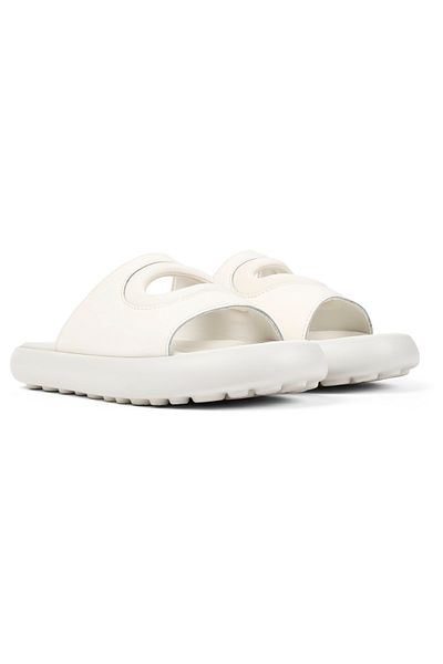 CAMPER Women's White Open-Toe Genuine Leather Hook & Loop Sandals Lightweight Daily Twins