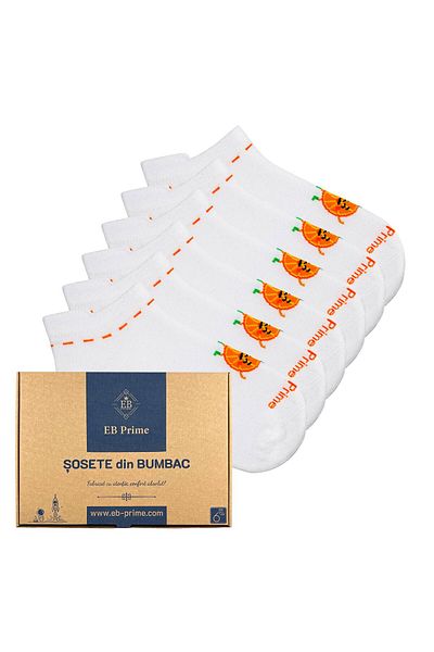 EB Prime Women's Short Socks | "Elegance in Motion" Box No. 1 | 6 pairs | White | Sizes 35-42