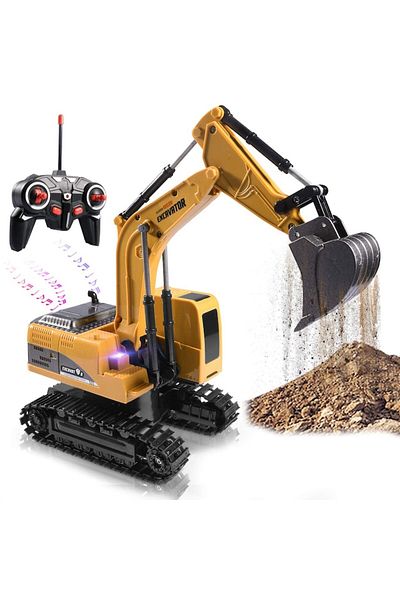 OEM Remote-Controlled Construction Excavator 1:24, Yellow, Toy for Kids 3+ Years