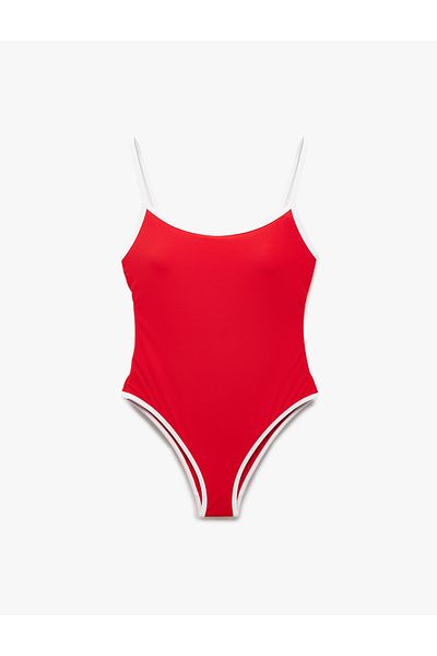 Koton Color Contrast Thin Strap Swimsuit