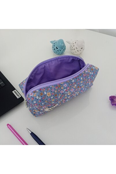 MB Geantă creion cu imprimeu flori liliac