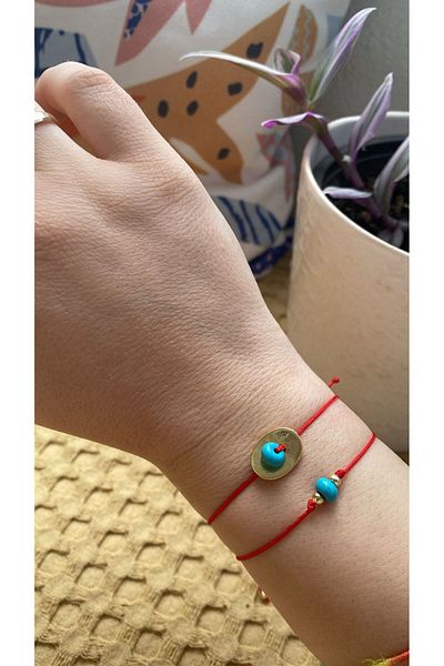 BAE ATOLYE Two Pieces Combination Natural Turquoise Stone Red String Bracelet