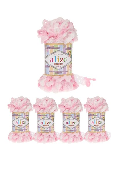 Alize Puffy 5 قطع من خيوط الصوف التركية الأصلية من نوع عليزة الملونة