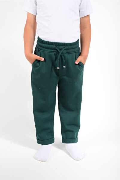 KİDSPİTİRCİK Green Jogger Pants Lakos Fabric with Side Pockets - Elastic Waist - Laces