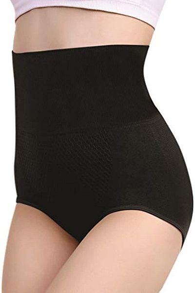 Glamroot Women's Seamless High Waist Tummy Control Panty,Free Size,Black