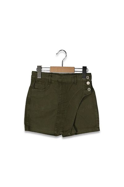 bebitomkids Girl 8-12 Years High Waist Buttoned Shorts Skirt